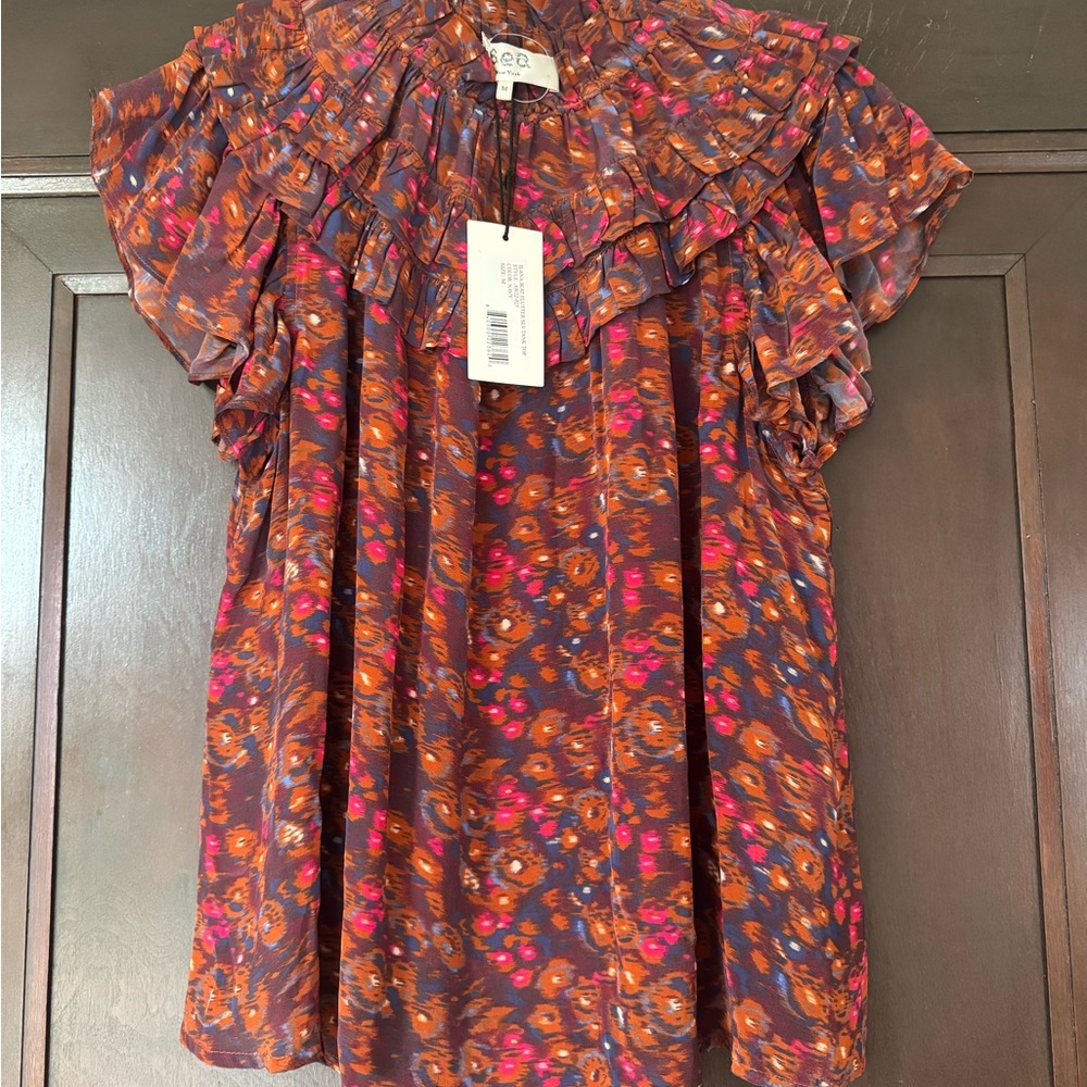 NWT Sea New York Ilana Ikat Flutter Sleeve Top, Size Medium